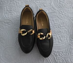 Diba True Black and Gold Women's Loafers